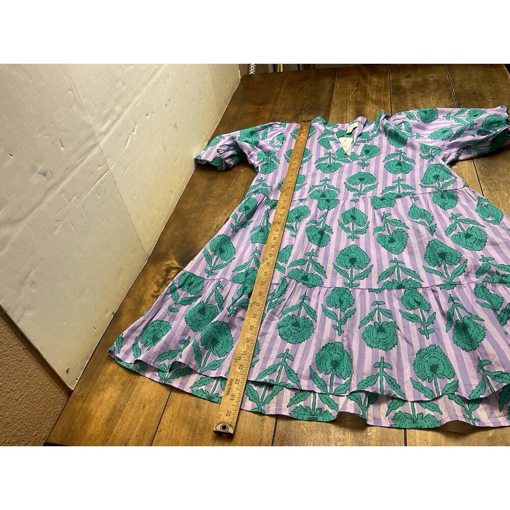J. Crew Womens Floral Puff Sleeve Tiered Cover Up Sundress Size Medium - Picture 7 of 11